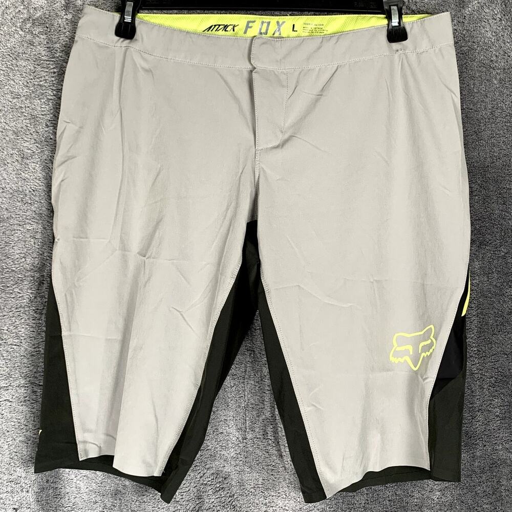Fox Racing Shorts Womens Large Gray Black Attack Biking Zip Pocket Athletic Y2K